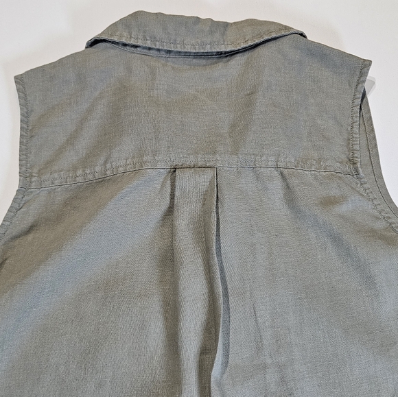 Adrienne Vittadini Linen Dress Womens Medium Olive Green Button Down‎ Mini - Picture 8 of 8